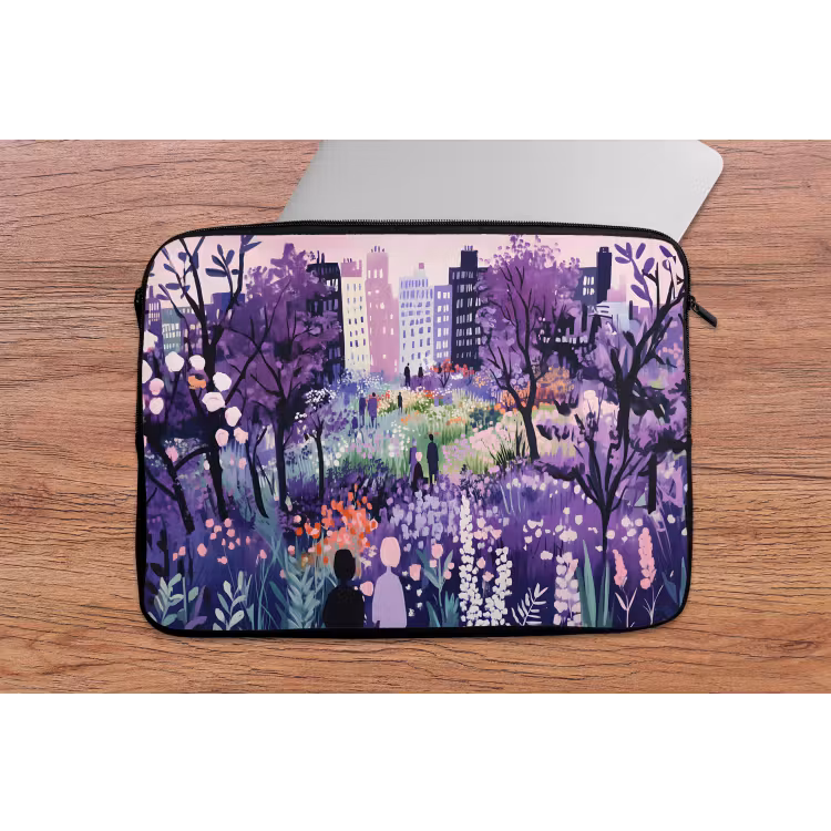 Park - Bomen - Bloemen - Gebouwen laptophoes neopreen klein -tafel