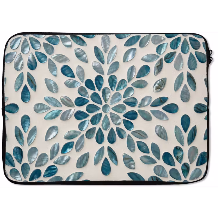Patroon - Bladeren - Abstract - Modern - Turquoise laptophoes neopreen klein -zkaufland3dotto