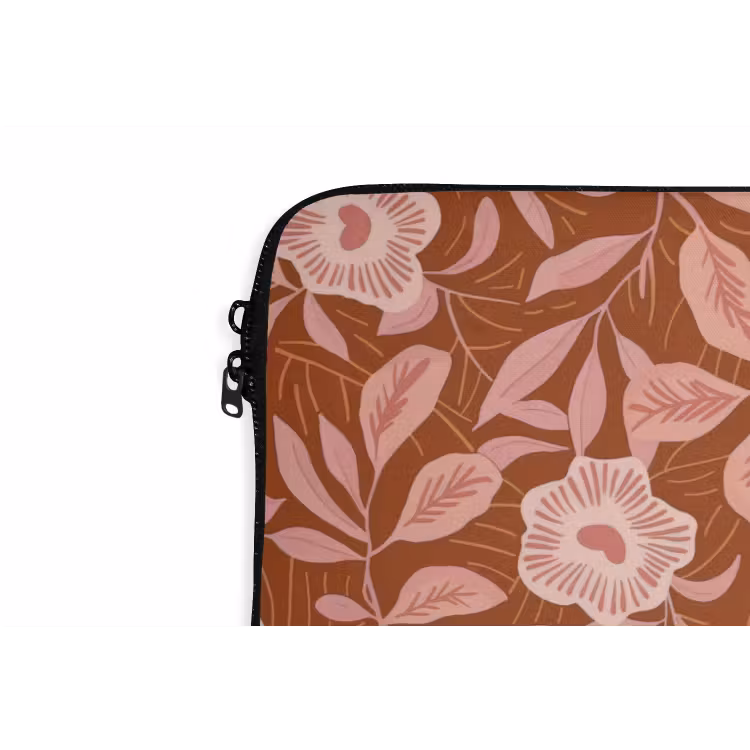 Patroon - Bladeren - Terracotta laptophoes neopreen klein 279 -detail