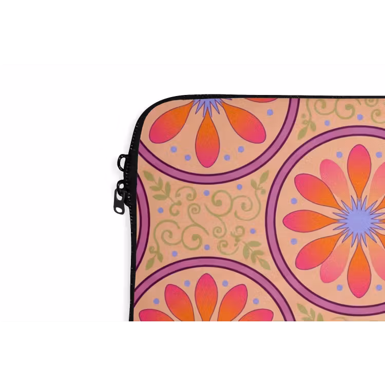 Patroon - Bloemen - Decoratief - Kleurrijk - Modern laptophoes neopreen klein -detail