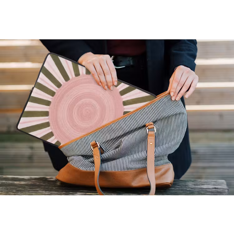 Patroon - Cirkel - Stralen - Abstract - Roze laptophoes neopreen klein -tas