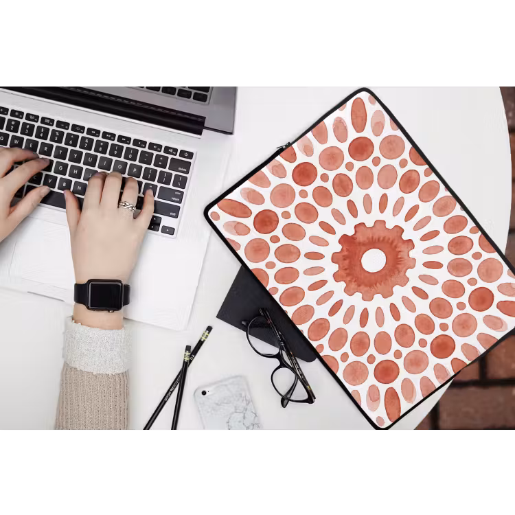 Patroon - Cirkels - Abstract - Modern - Rood laptophoes neopreen klein -bureau
