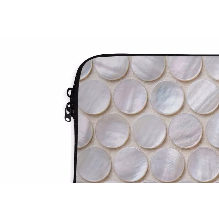 Patroon - Cirkels - Abstract - Modern - Wit laptophoes neopreen klein -detail