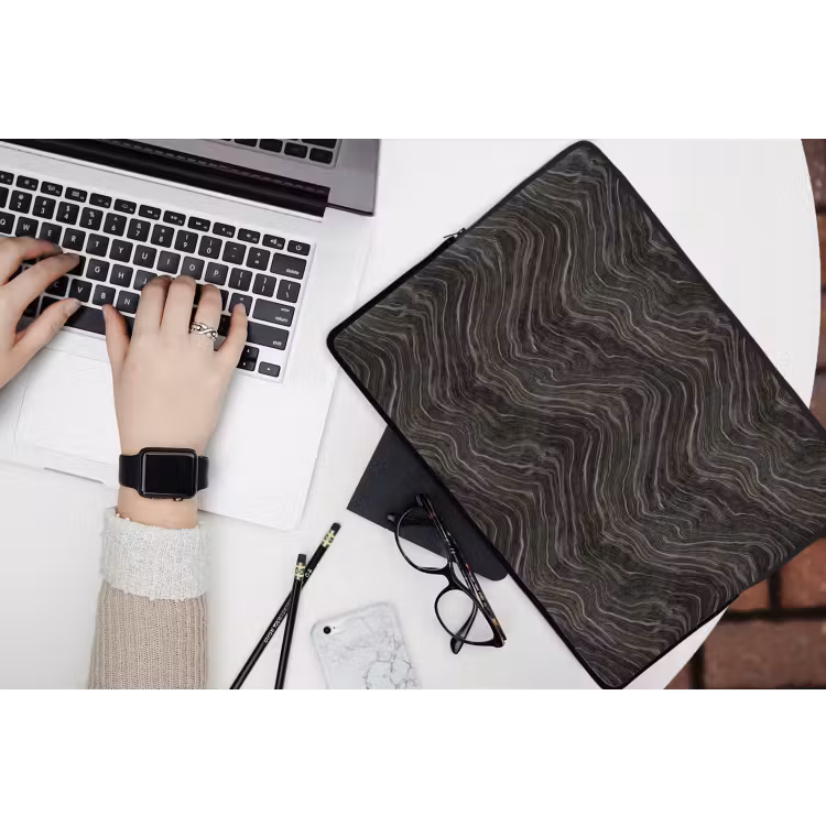 Patroon - Contrast - Antraciet laptophoes neopreen klein 279 -bureau
