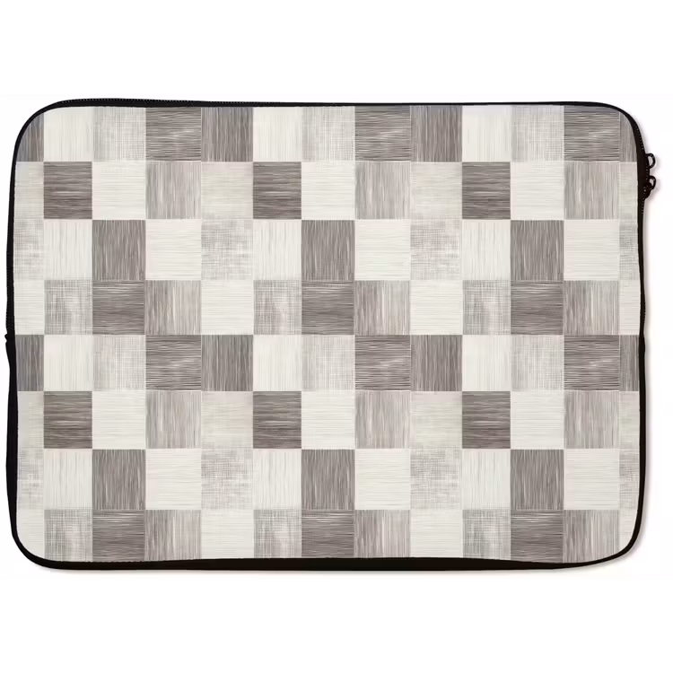 Patroon - Dambord - Houtnerf laptophoes neopreen klein 279 -zkaufland3dotto