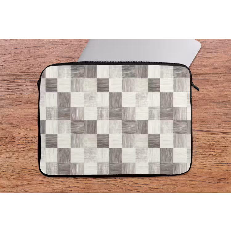 Patroon - Dambord - Houtnerf laptophoes neopreen klein 279 -tafel