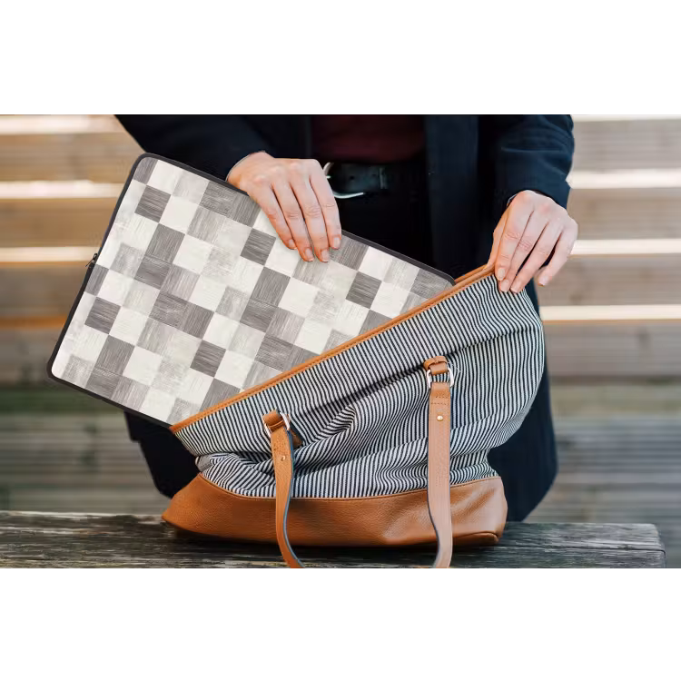 Patroon - Dambord - Houtnerf laptophoes neopreen klein 279 -tas