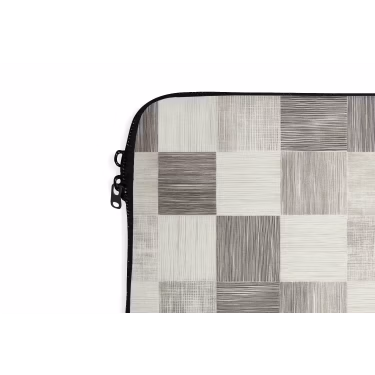 Patroon - Dambord - Houtnerf laptophoes neopreen klein 279 -detail