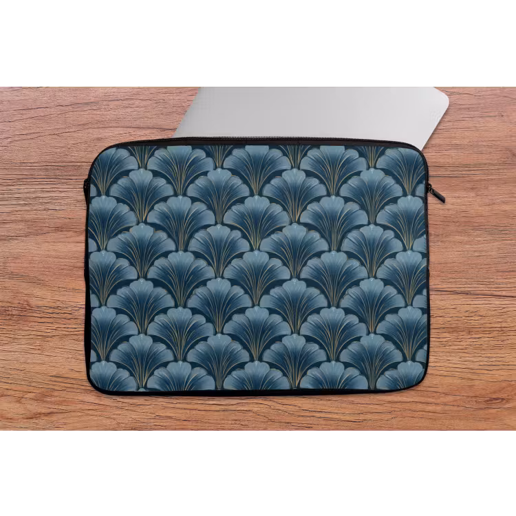 Patroon - Ginkgoblad - Blauw laptophoes neopreen klein 279 -tafel
