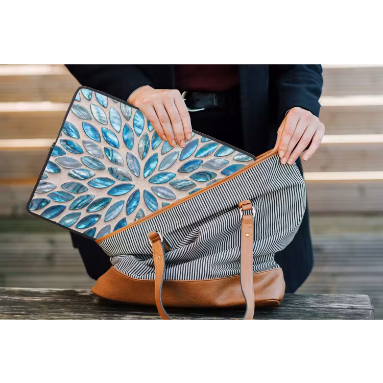 Patroon - Glans - Abstract - Blauw - Decoratie laptophoes neopreen klein -tas
