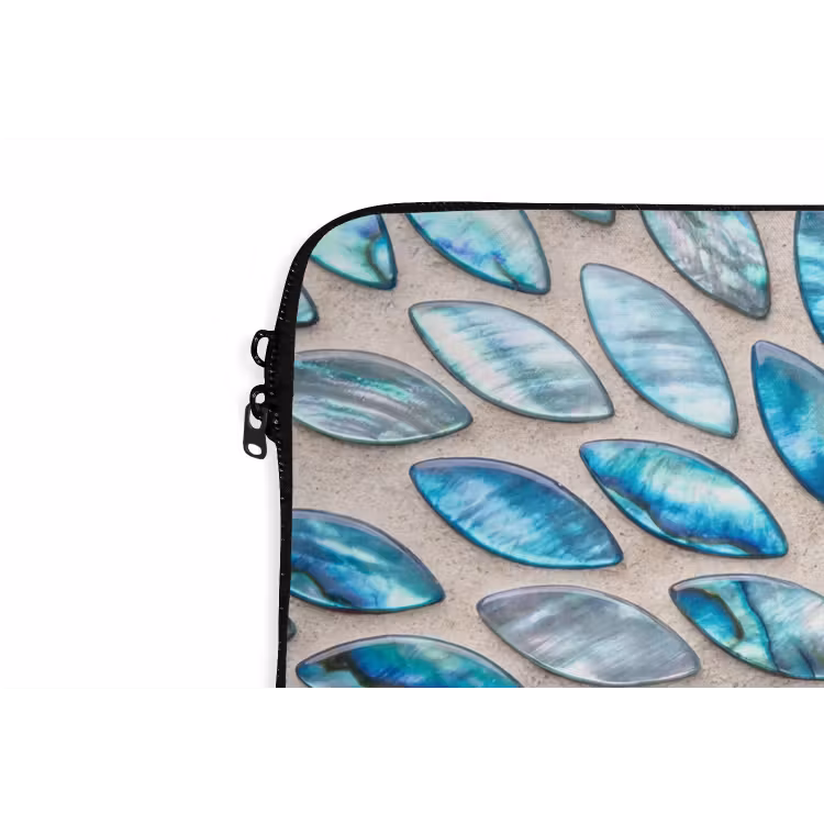 Patroon - Glans - Abstract - Blauw - Decoratie laptophoes neopreen klein -detail