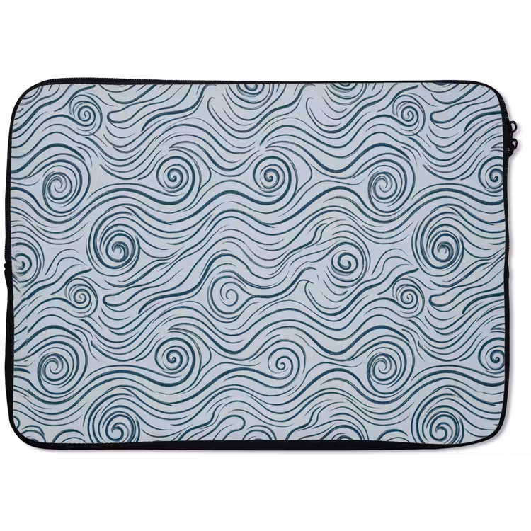 Patroon - Golven - Abstract - Modern - Blauw laptophoes neopreen klein -zkaufland3dotto