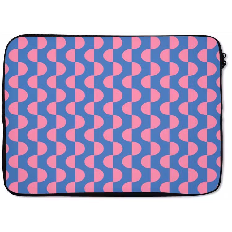 Patroon - Halve cirkels - Abstract - Modern - Roze - Blauw laptophoes neopreen klein -zkaufland3dotto