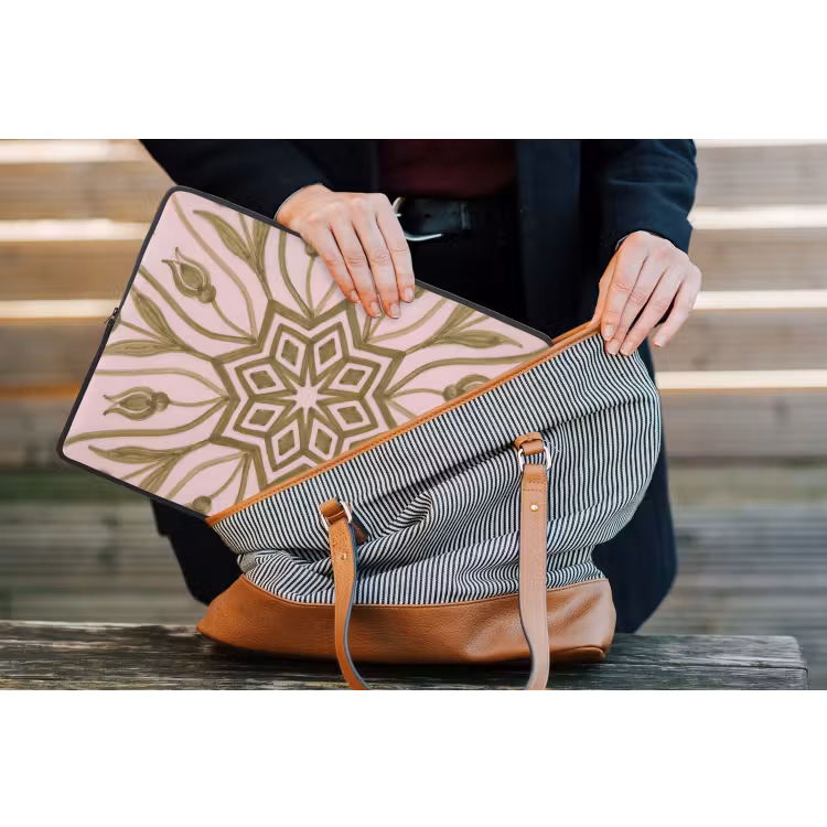 Patroon - Mandala - Decoratie - Abstract - Groen laptophoes neopreen klein -tas