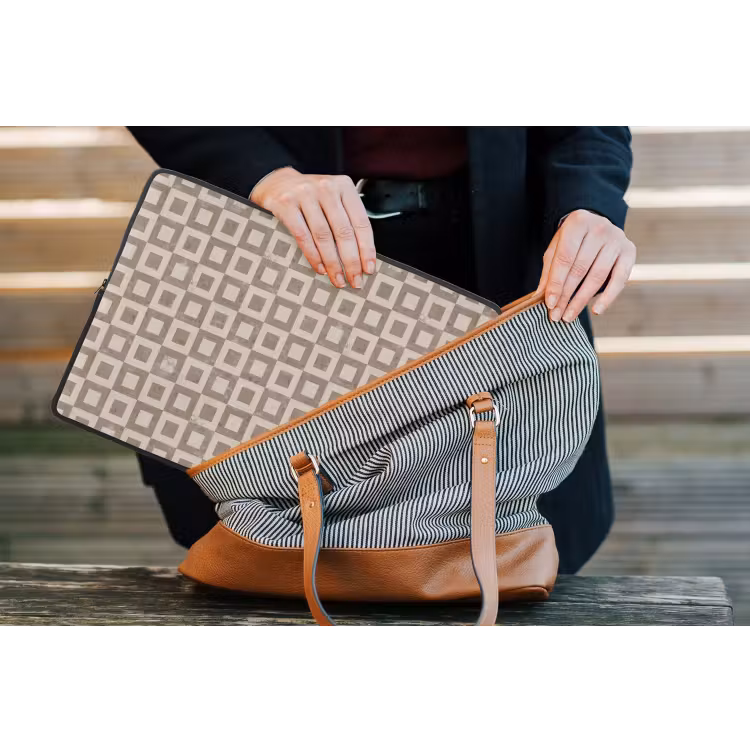 Patroon - Marmer - Beige laptophoes neopreen klein 279 -tas