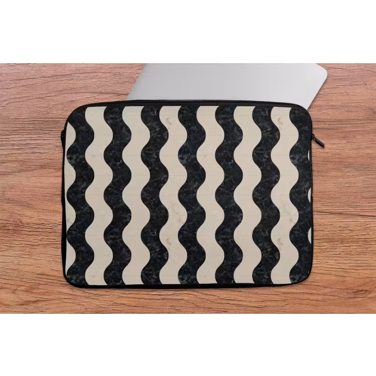 Patroon - Marmer - Groen - Cremé laptophoes neopreen klein 279 -tafel