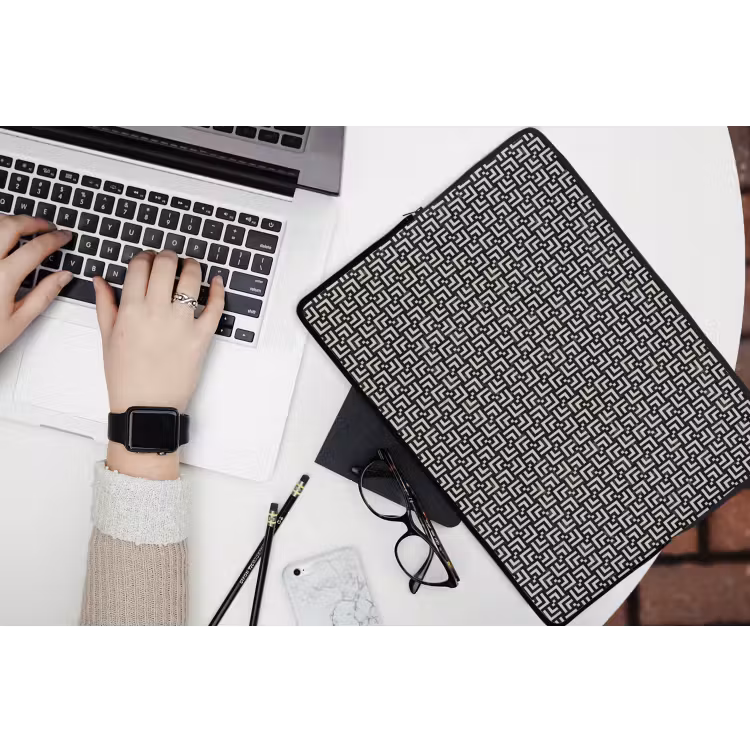 Patroon - Marmer - Zwart laptophoes neopreen klein 279 -bureau