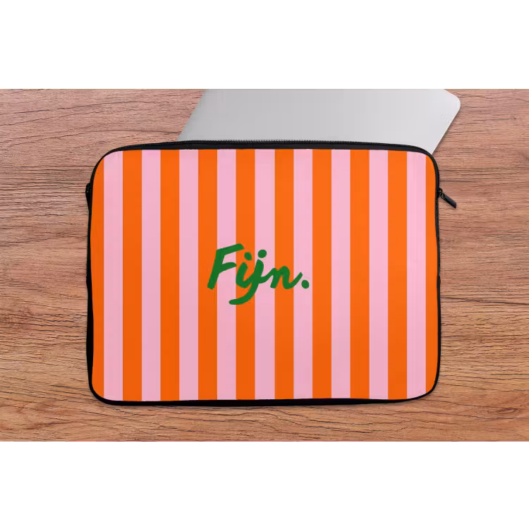 Patroon - Oranje - Fijn - Strepen laptophoes neopreen klein -tafel