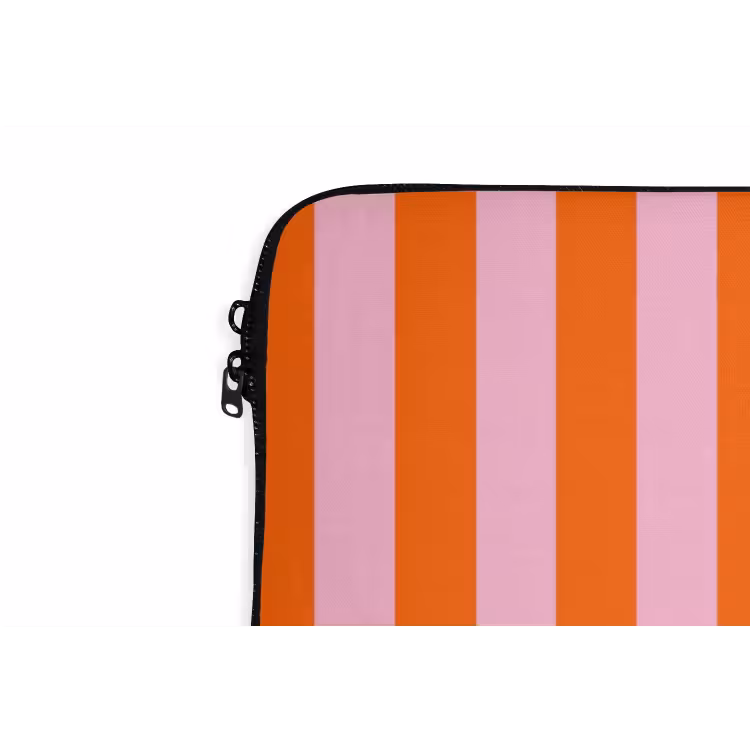 Patroon - Oranje - Fijn - Strepen laptophoes neopreen klein -detail