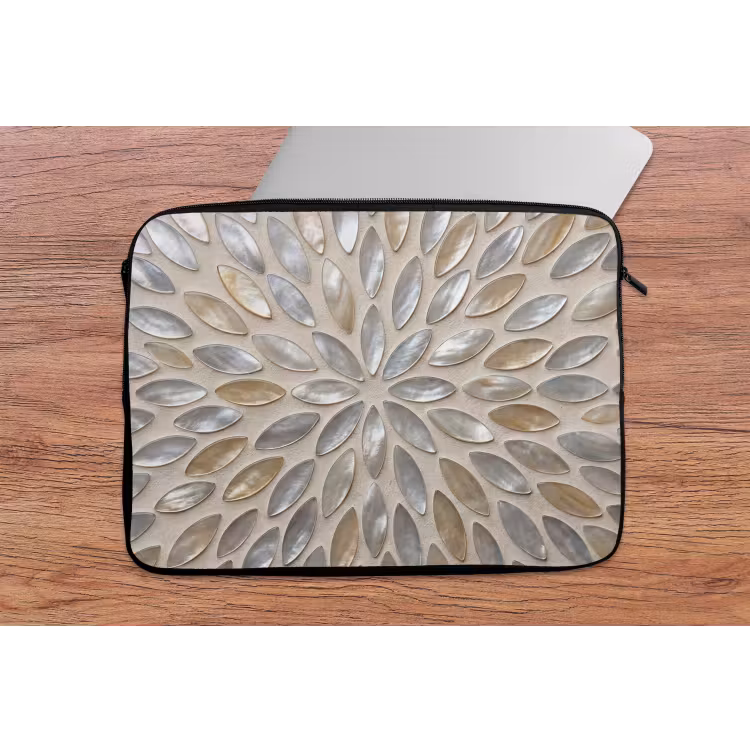 Patroon - Ovaal - Glanzend - Abstract - Beige laptophoes neopreen klein -tafel