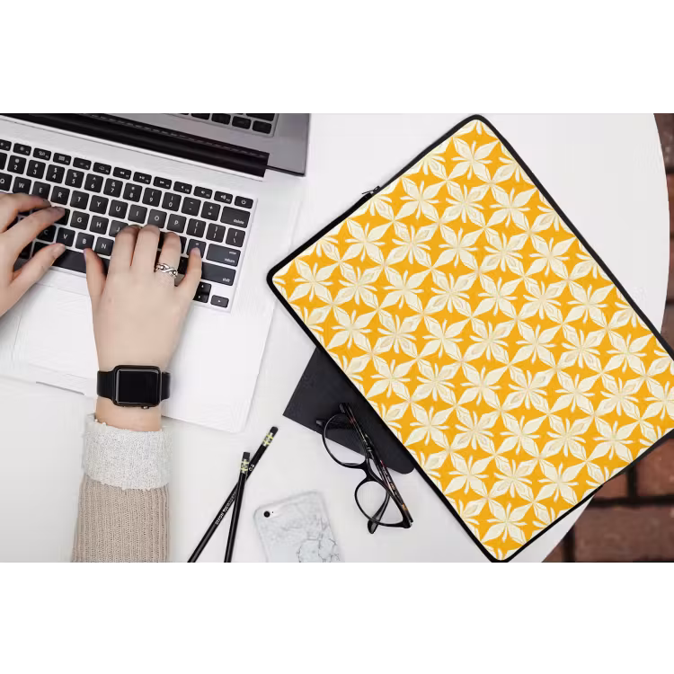 Patroon - Retro - Geel laptophoes neopreen klein 279 -bureau