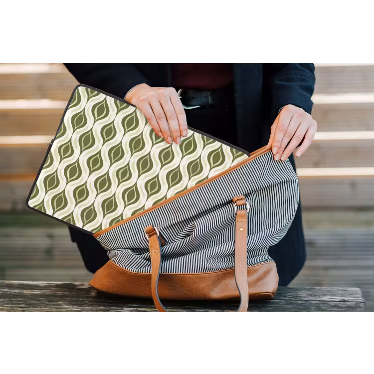 Patroon - Retro - Groen laptophoes neopreen klein 279 -tas