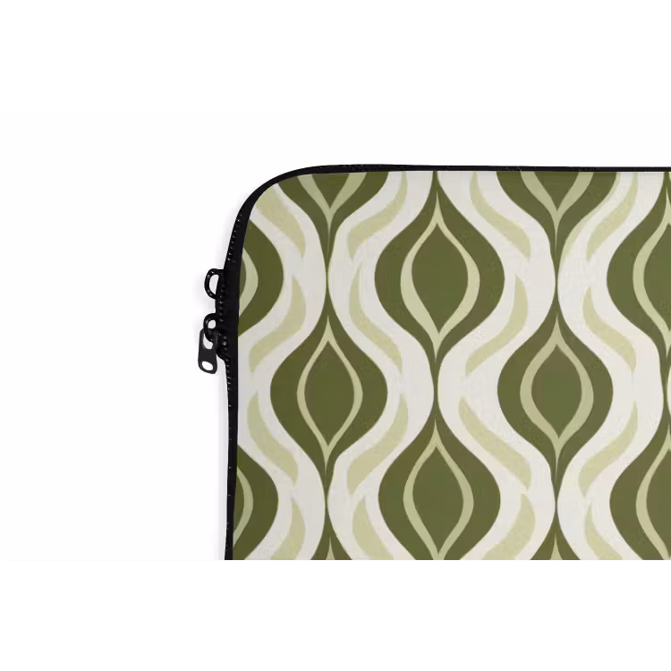 Patroon - Retro - Groen laptophoes neopreen klein 279 -detail