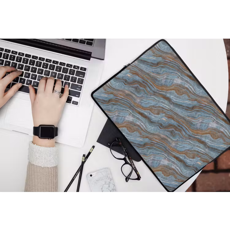 Patroon - Steen - Blauw laptophoes neopreen klein 279 -bureau
