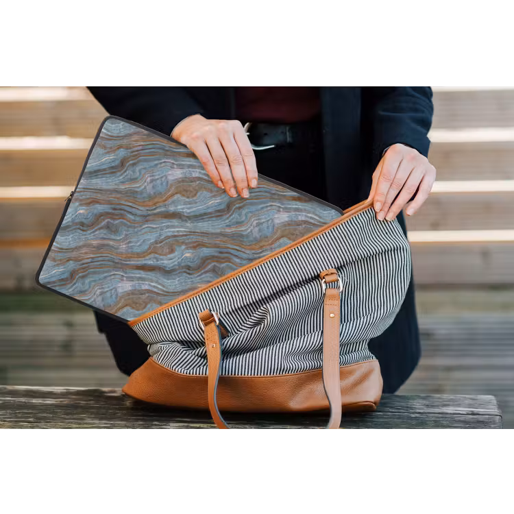 Patroon - Steen - Blauw laptophoes neopreen klein 279 -tas