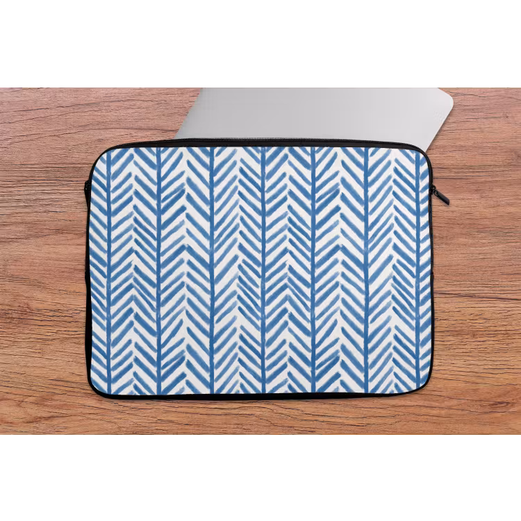 Patroon - Streep - Blauw laptophoes neopreen klein 279 -tafel