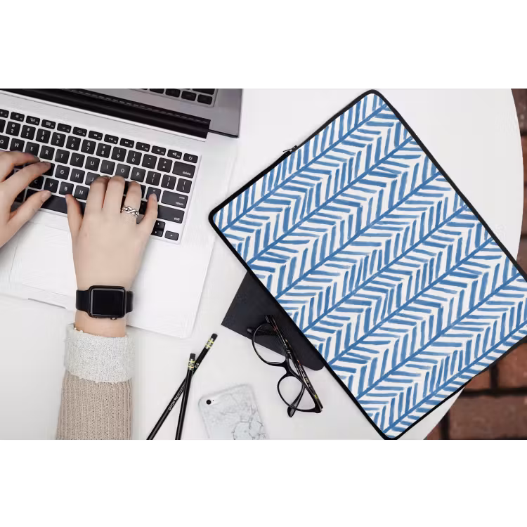 Patroon - Streep - Blauw laptophoes neopreen klein 279 -bureau