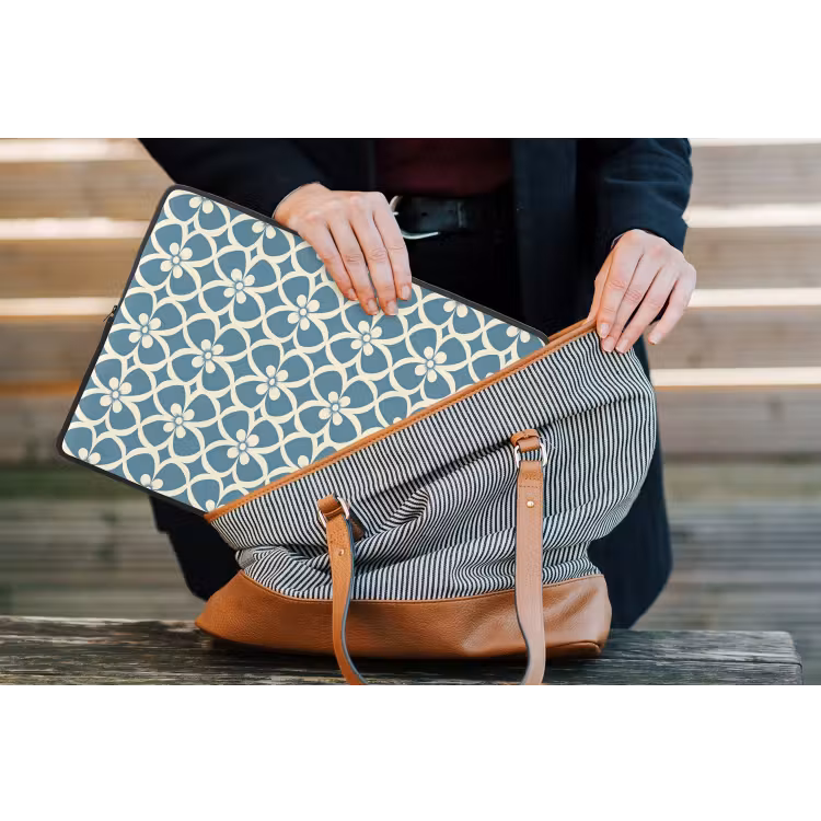 Patroon - Symmetrisch - Blauw laptophoes neopreen klein 279 -tas