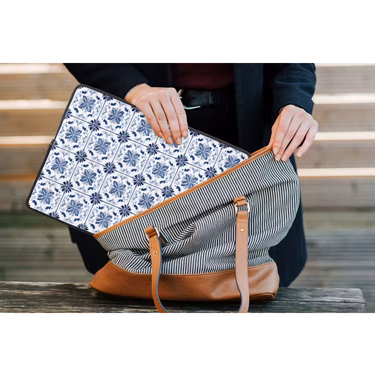 Patroon - Tegel - Blauw laptophoes neopreen klein 279 -tas