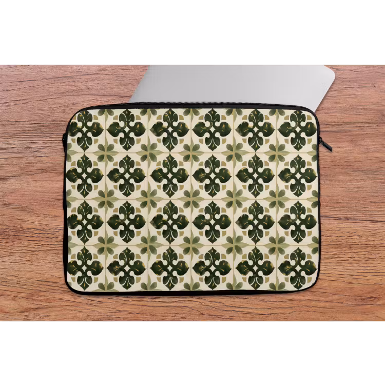 Patroon - Tegel - Groen laptophoes neopreen klein 279 -tafel