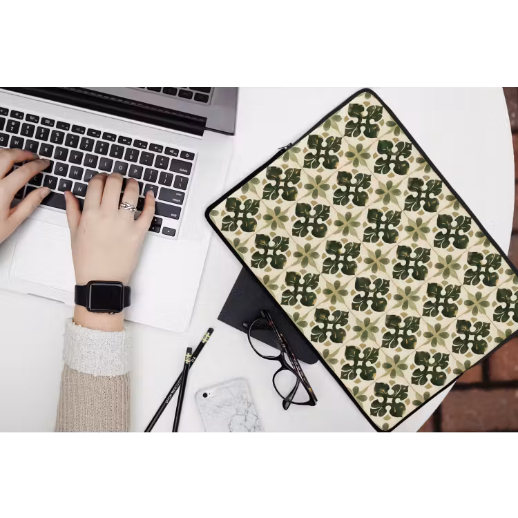 Patroon - Tegel - Groen laptophoes neopreen klein 279 -bureau