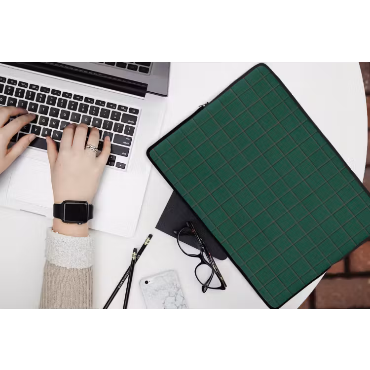 Patroon - Tegels - Dennen - Groen laptophoes neopreen klein 279 -bureau