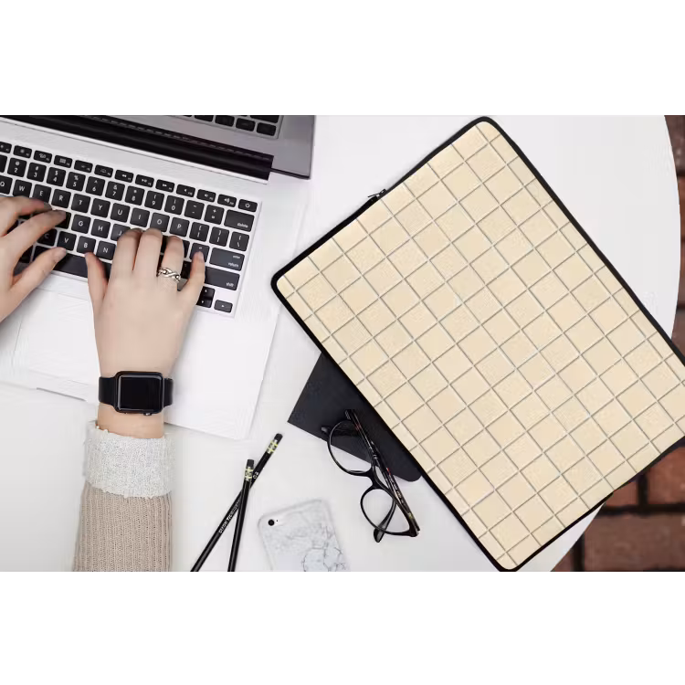 Patroon - Tegels - Gebroken - Wit laptophoes neopreen klein 279 -bureau