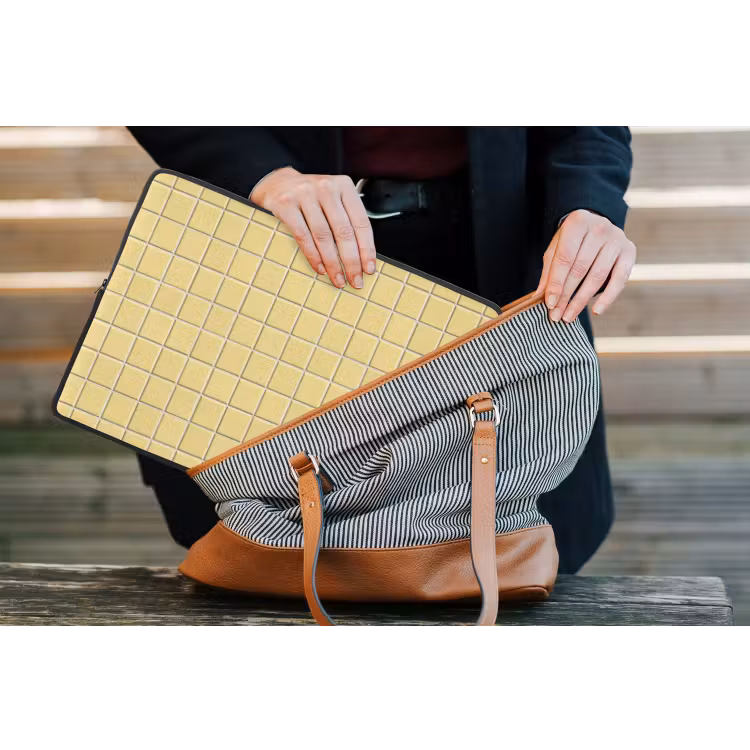 Patroon - Tegels - Geel laptophoes neopreen klein 279 -tas