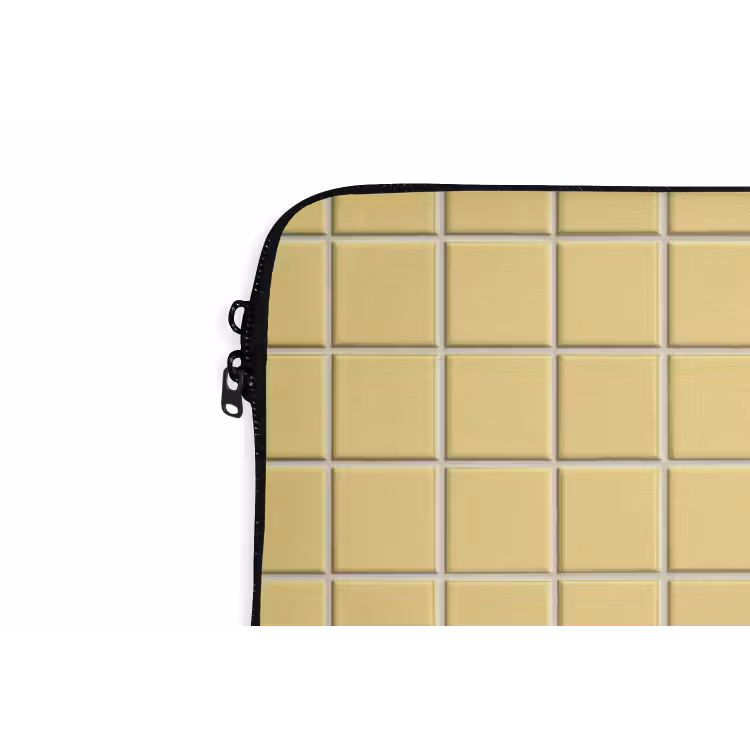 Patroon - Tegels - Geel laptophoes neopreen klein 279 -detail