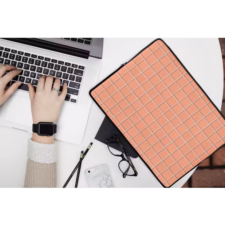 Patroon - Tegels - Perzik laptophoes neopreen klein 279 -bureau