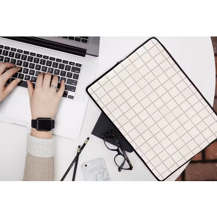 Patroon - Tegels - Wit laptophoes neopreen klein 279 -bureau