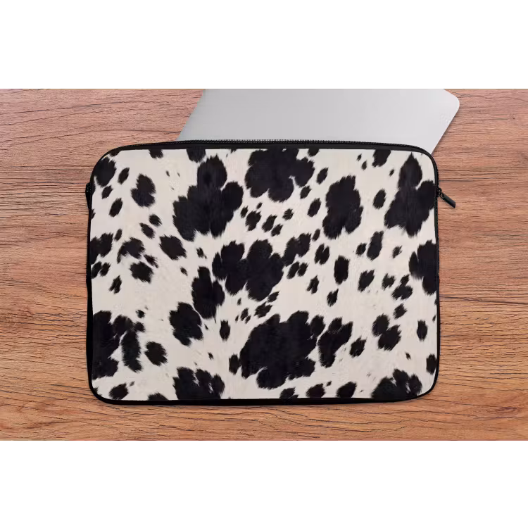 Patroon - Vacht - Zwart - Wit laptophoes neopreen klein -tafel