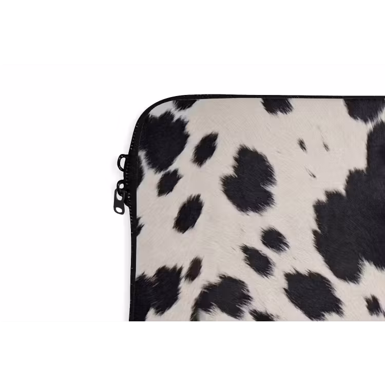 Patroon - Vacht - Zwart - Wit laptophoes neopreen klein -detail