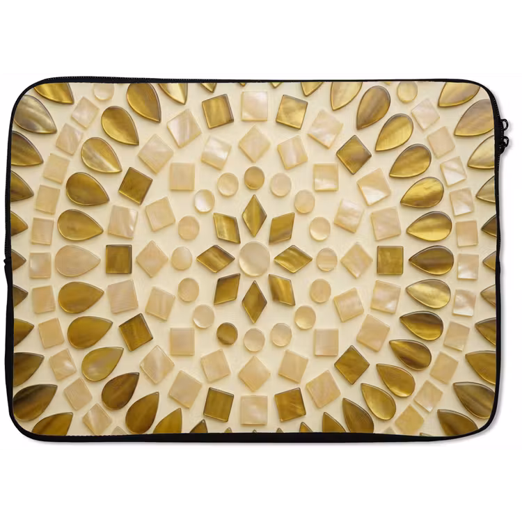 Patroon - Vormen - Mozaïek - Abstract - Goud laptophoes neopreen klein -zkaufland3dotto