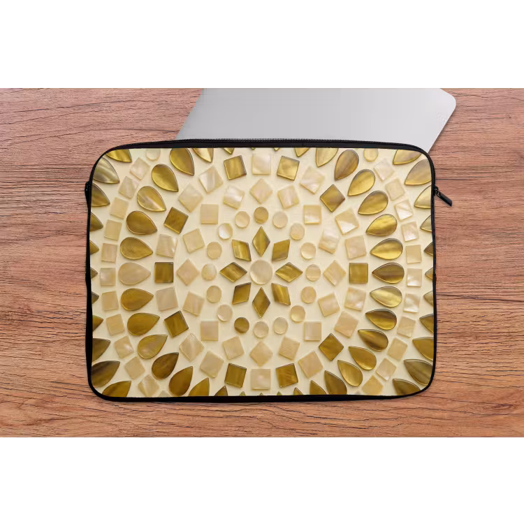 Patroon - Vormen - Mozaïek - Abstract - Goud laptophoes neopreen klein -tafel