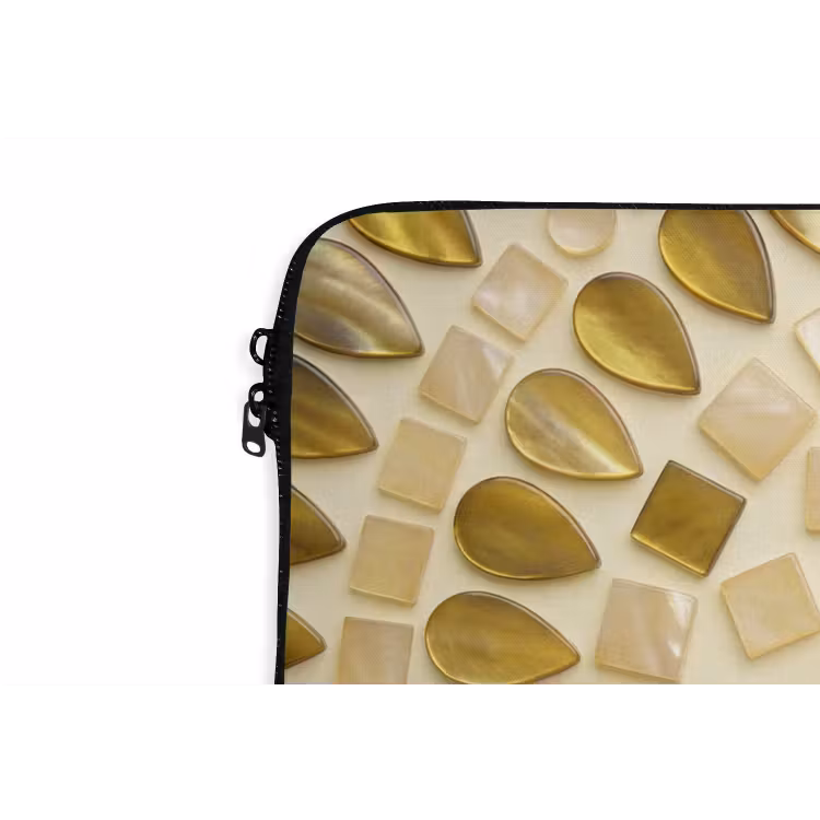 Patroon - Vormen - Mozaïek - Abstract - Goud laptophoes neopreen klein -detail