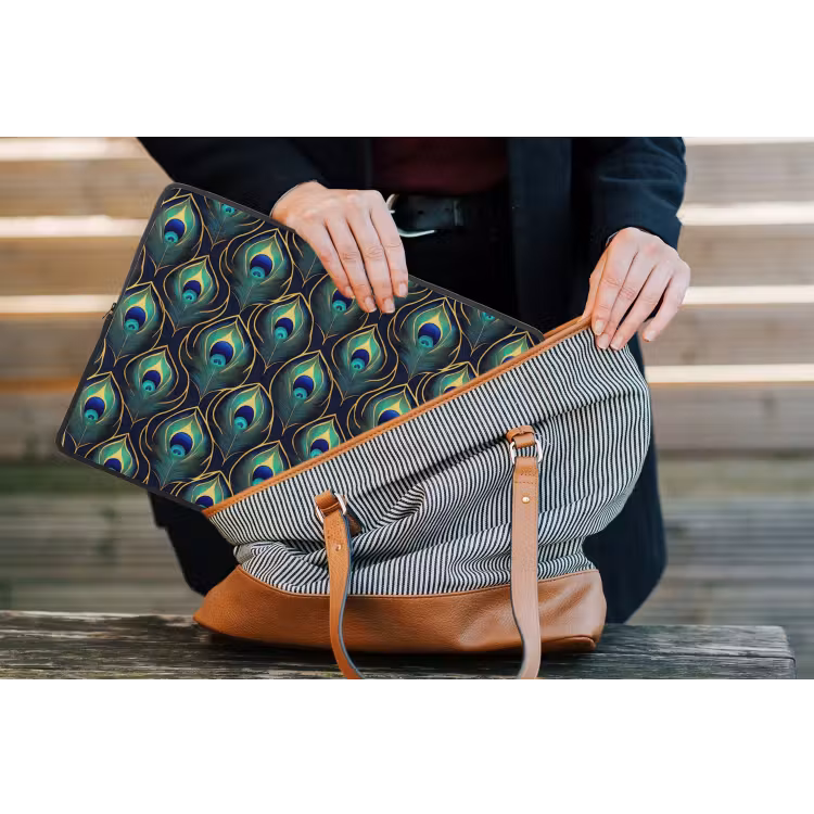Pauw - Veren - Groen laptophoes neopreen klein 279 -tas