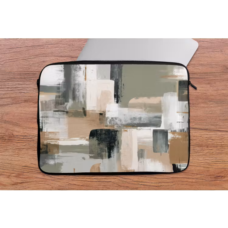 Penseelstreken - Abstract - Aardetinten laptophoes neopreen klein -tafel