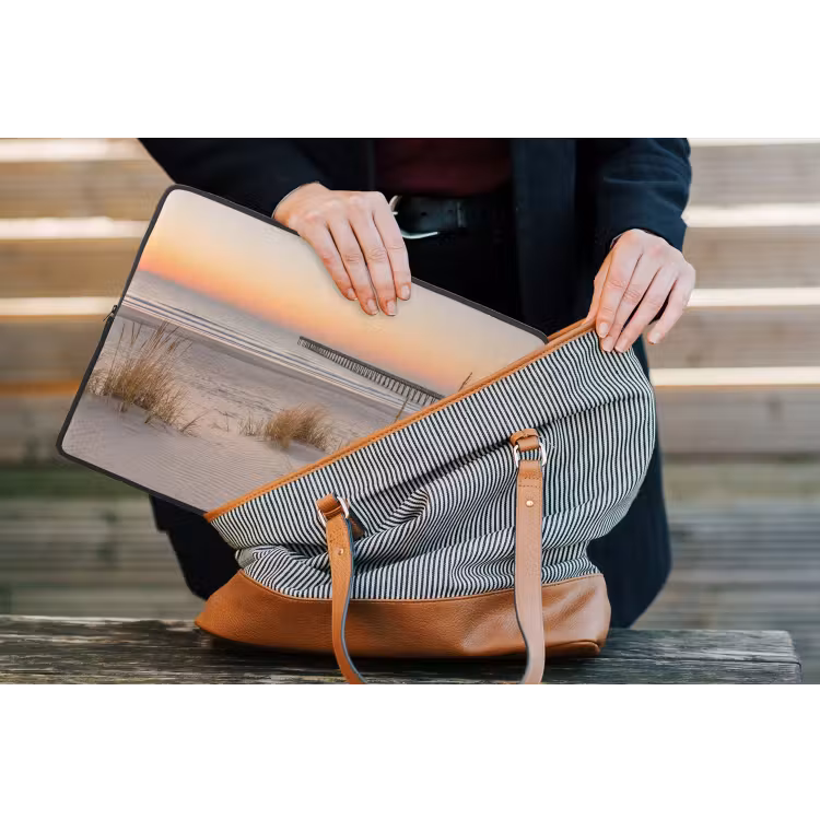 Pier - Zonsondergang - Strand laptophoes neopreen klein -tas