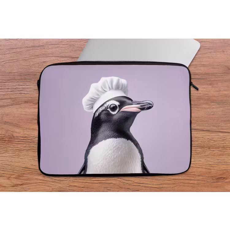 Pinguïn - Koksmuts - Lief - Paars laptophoes neopreen klein -tafel